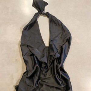 Express Black Silk Halter Top